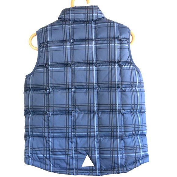 LL Bean Down Insulated Blue Plaid Puffer Vest Youth Kids LG 14-16 Jacket - Picture 2 of 7